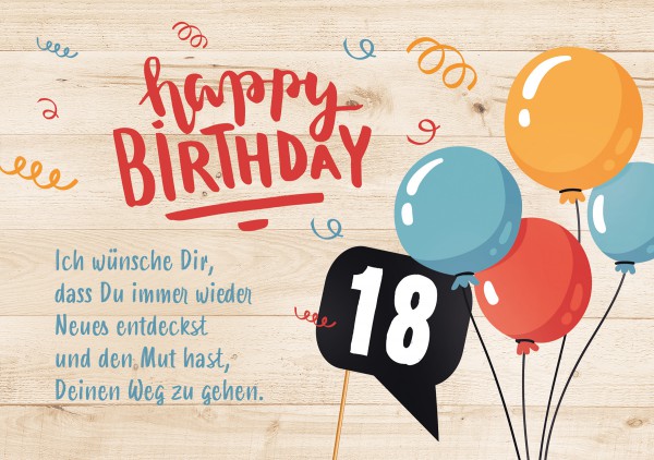 Faltkarte '18. Geburtstag', Geburtstag, Faltkarten, Karten/Schreibwaren, Deko & Geschenke
